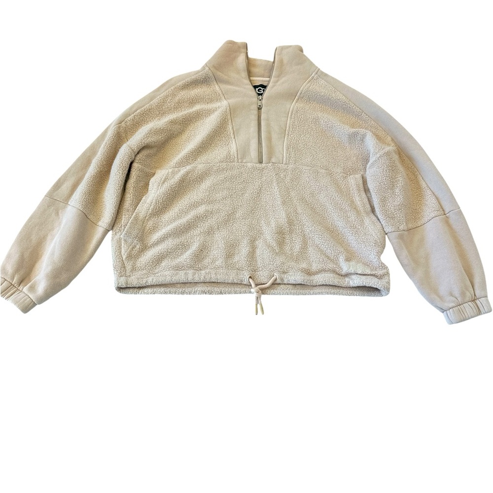 Ugg Elena Half Zip French Terry Pullover Sweatshirt in Cream - Picture 5 of 13